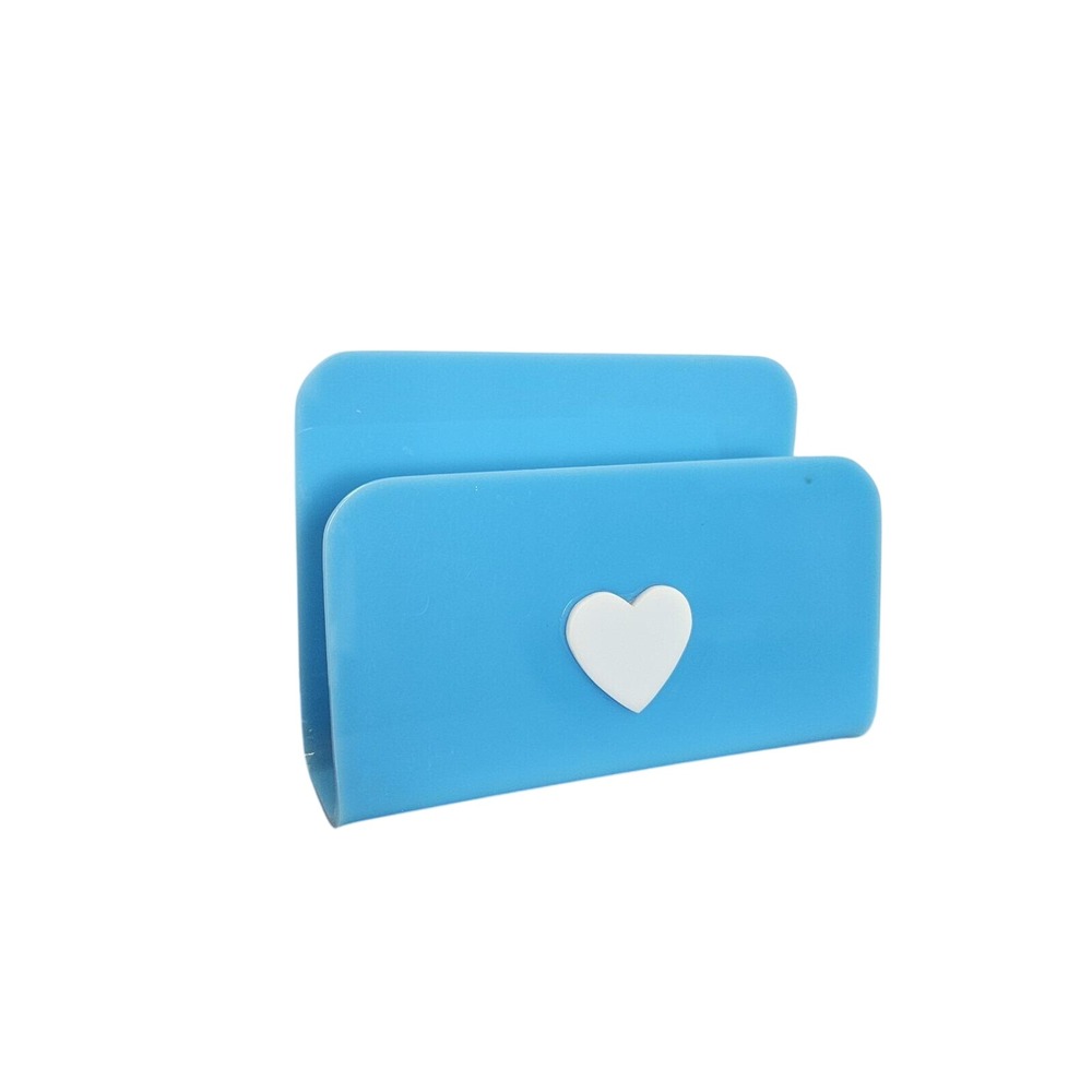 Blue Acrylic Heart Napkin Holder Letter Organizer Retro Love Y2K Desk‎ Accessory